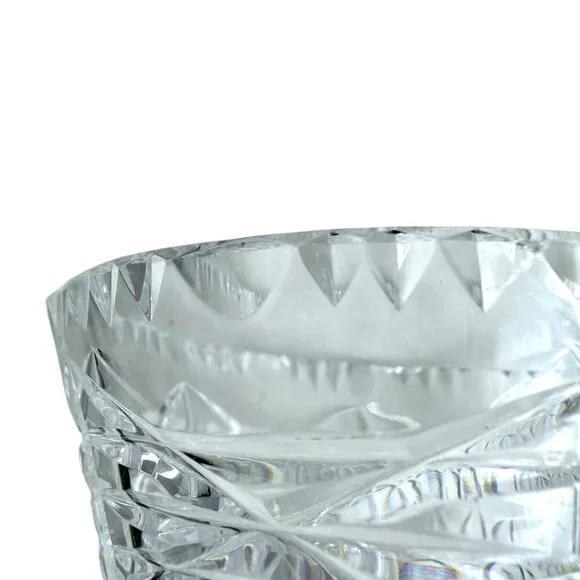 Cut Crystal Vase Vintage Starburst Design 8 Inch - Picture 10 of 11